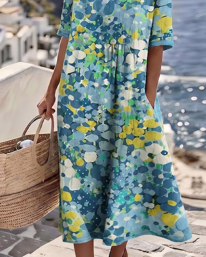 Adria - Robe midi trapèze en tissu doux