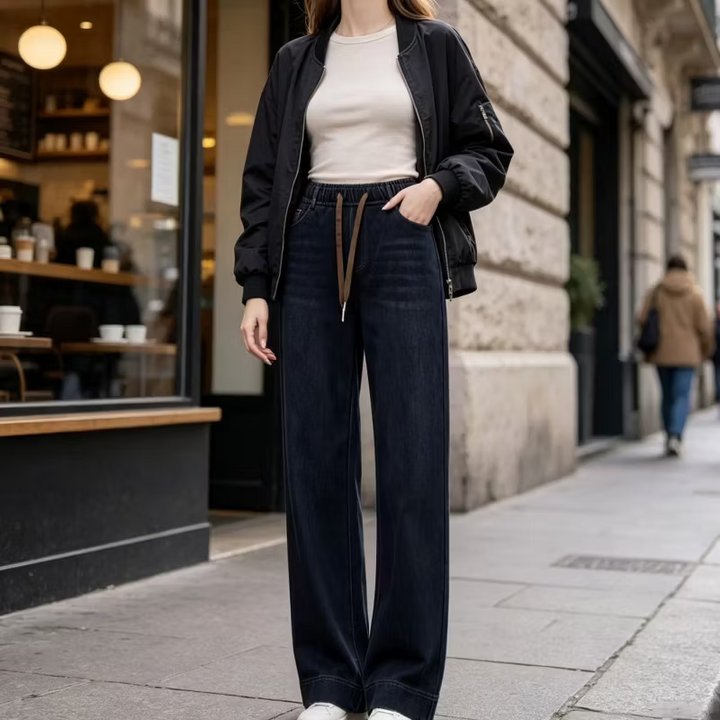 Morwen - Jean à taille élastiquée, coupe large décontractée