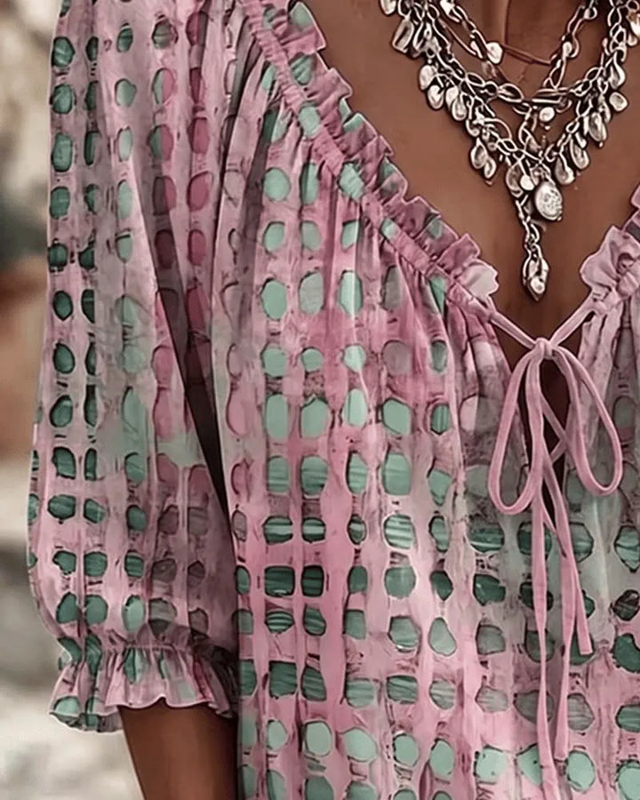 Bevelyn - Blouse à pois à laçage, au toucher doux