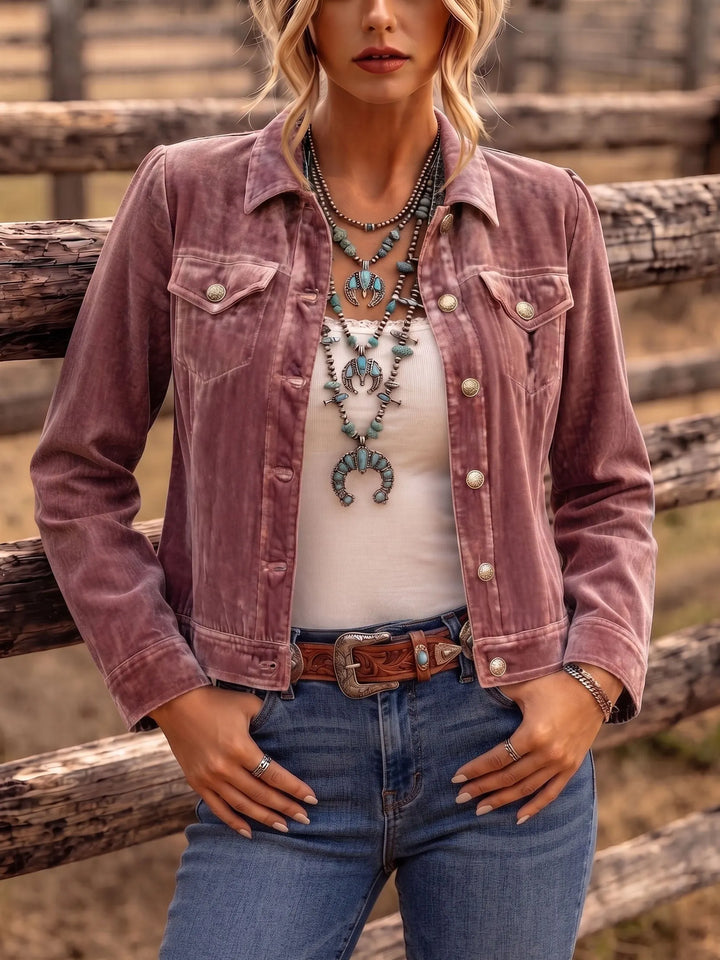 Amandria - Veste vintage délavée à boutons