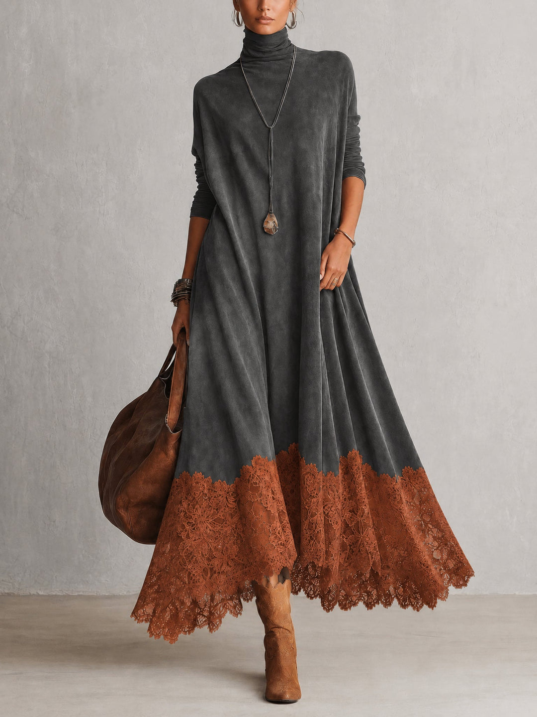 Pamina - Robe trapèze à panneaux en dentelle
