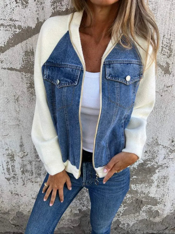 Alinique - Blouson bomber en maille denim douce