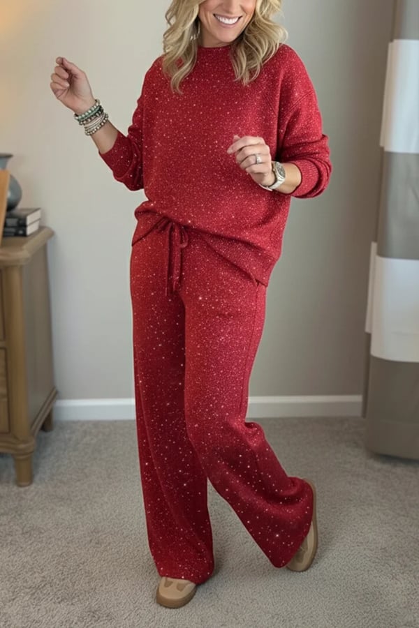 Celia - Ensemble veste-pantalon à finition brillante