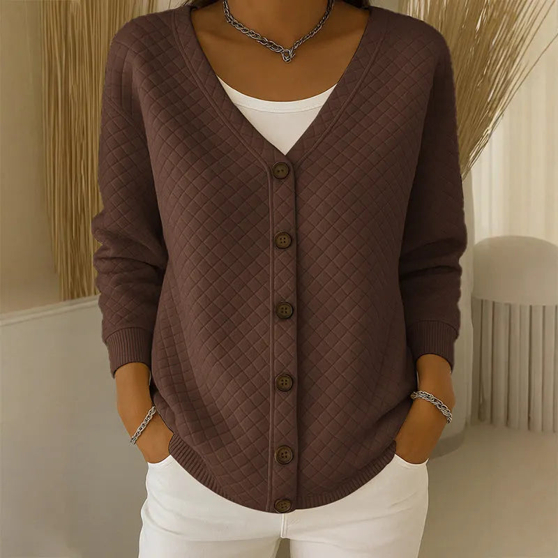 Delavie - Cardigan boutonné en maille matelassée