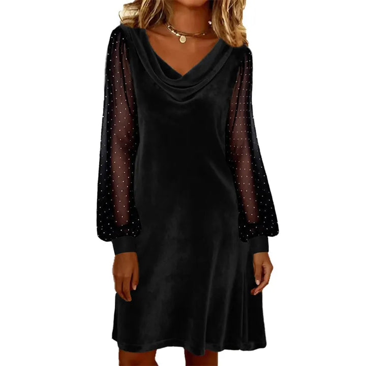 Verelia - Mini-robe en velours à col bénitier