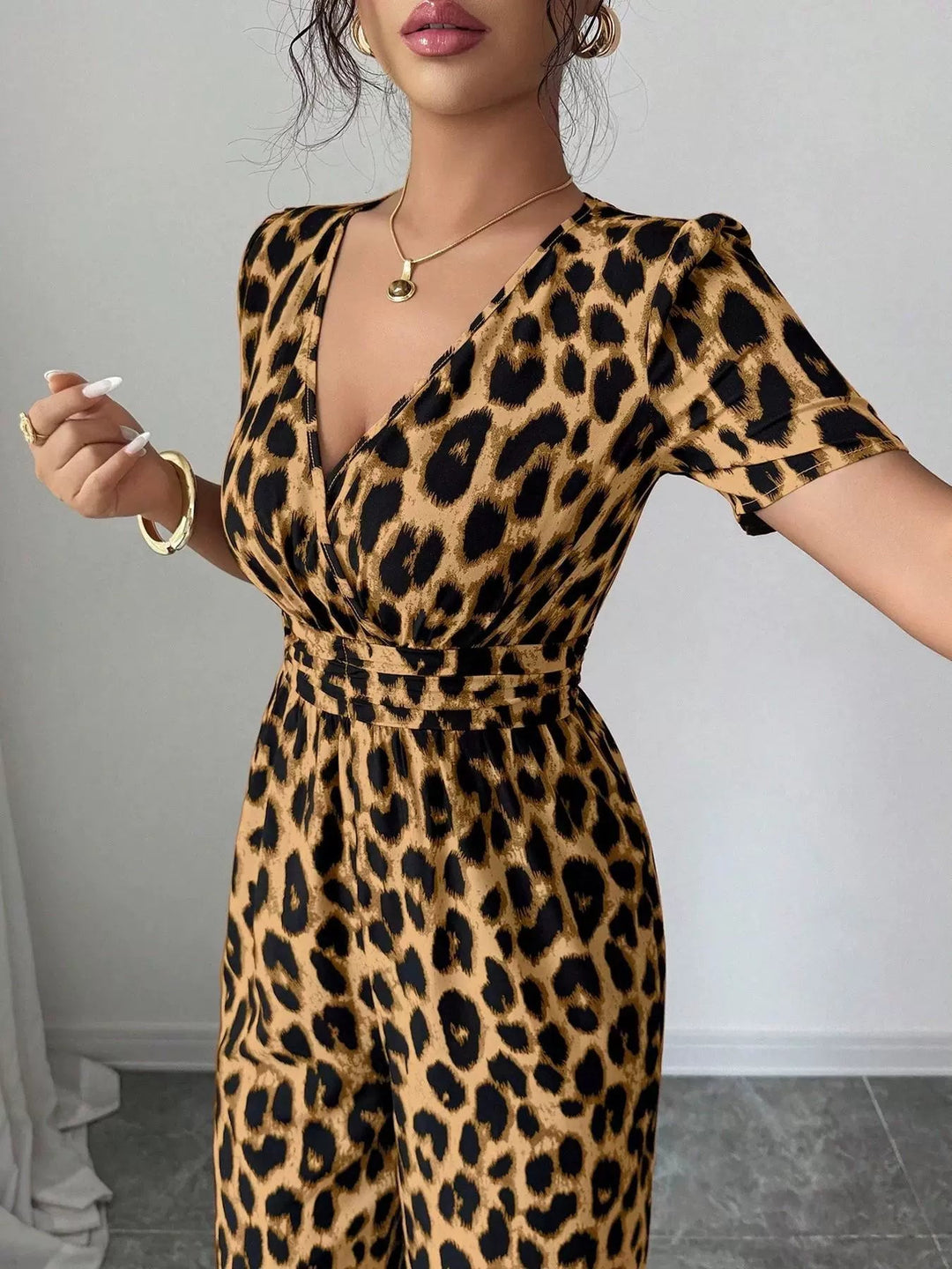 Eveliora - Combinaison chic à imprimé animalier