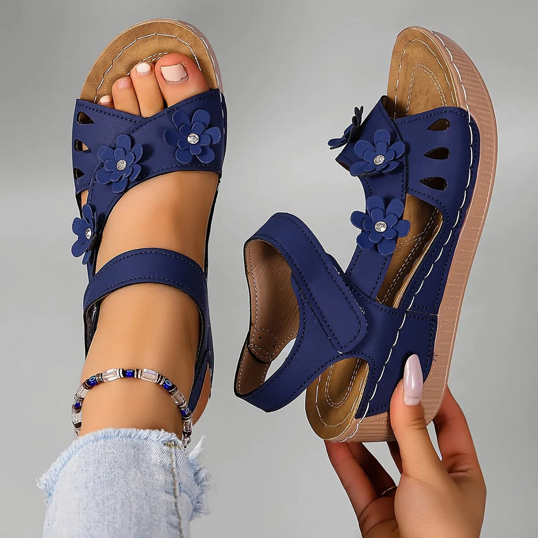 Fiorelia - Sandales compensées à motif floral confortables