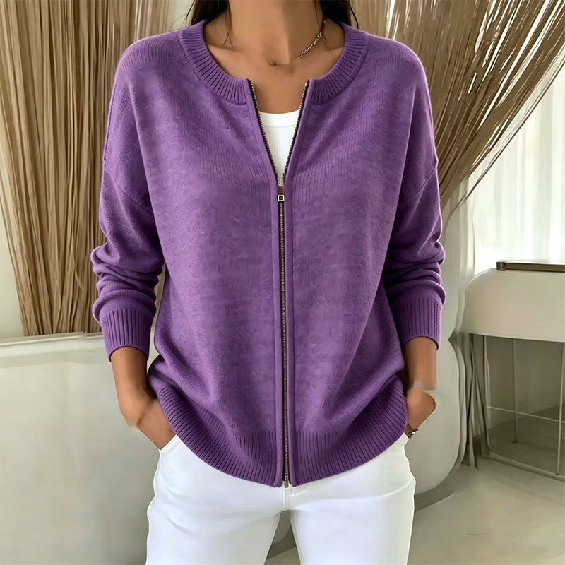 Xyla - Veste zippée en maille, coupe décontractée