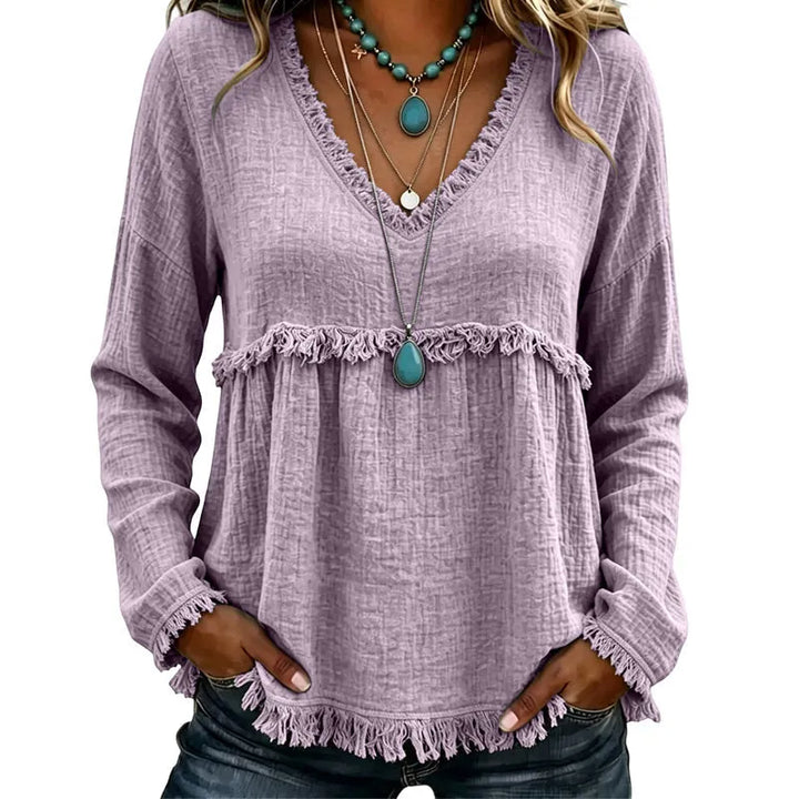 Ariselle - Blouse col V à franges