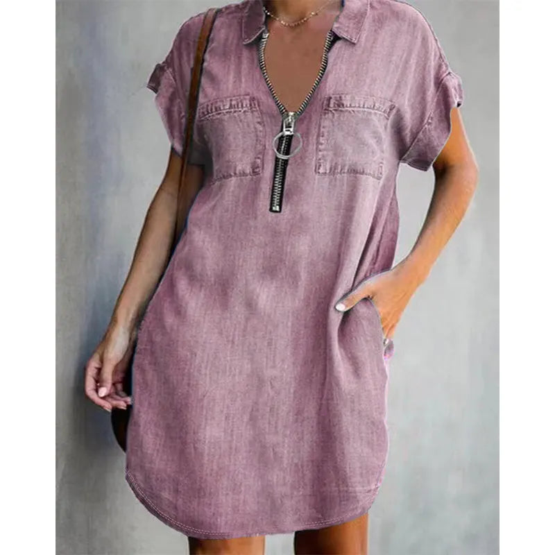 Genevalle - Robe décontractée en chambray à poches