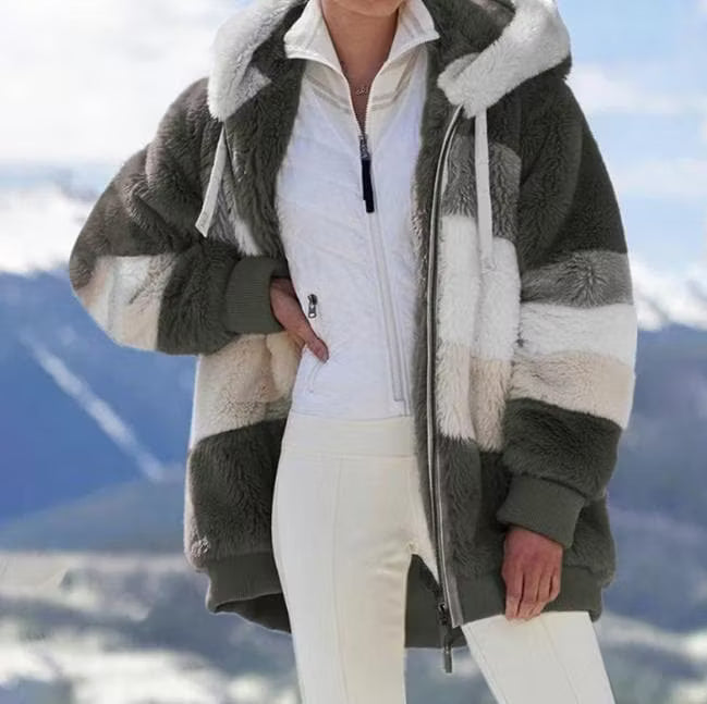 Ruelle - Manteau teddy oversize à capuche en peluche