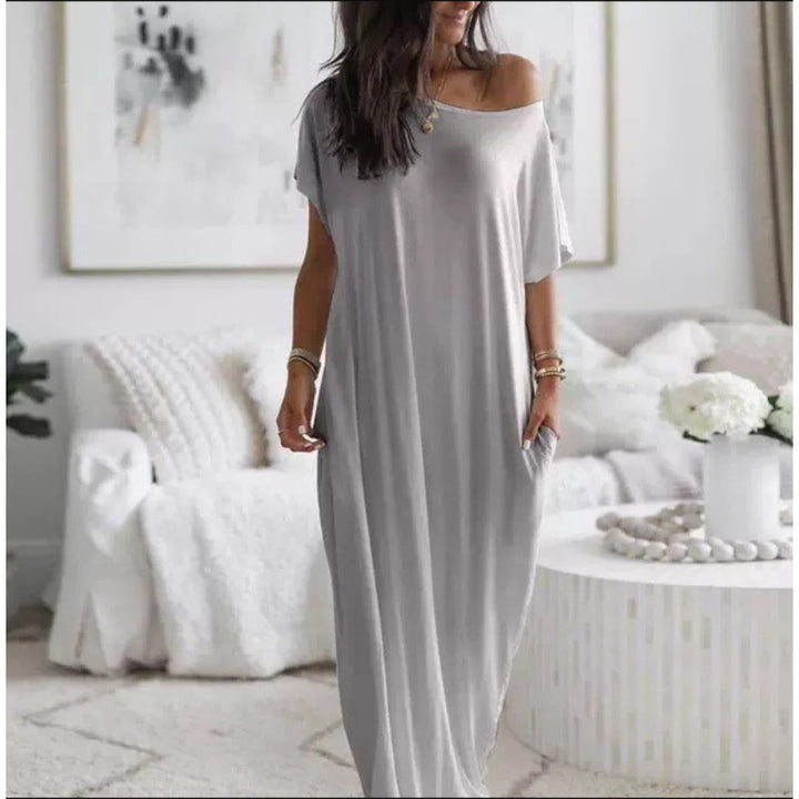 Adalynne - Robe longue décontractée à épaules dénudées