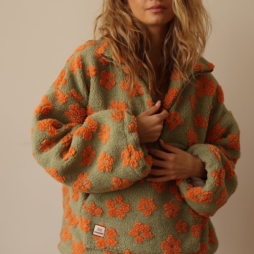 Clemency - Pull polaire confortable à motif fleuri