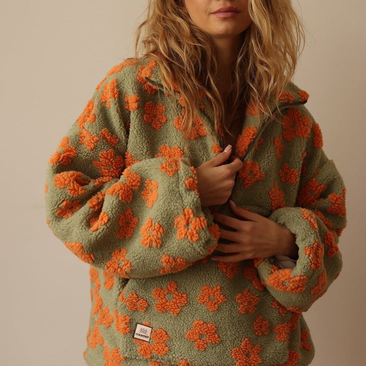 Clemency - Pull polaire confortable à motif fleuri