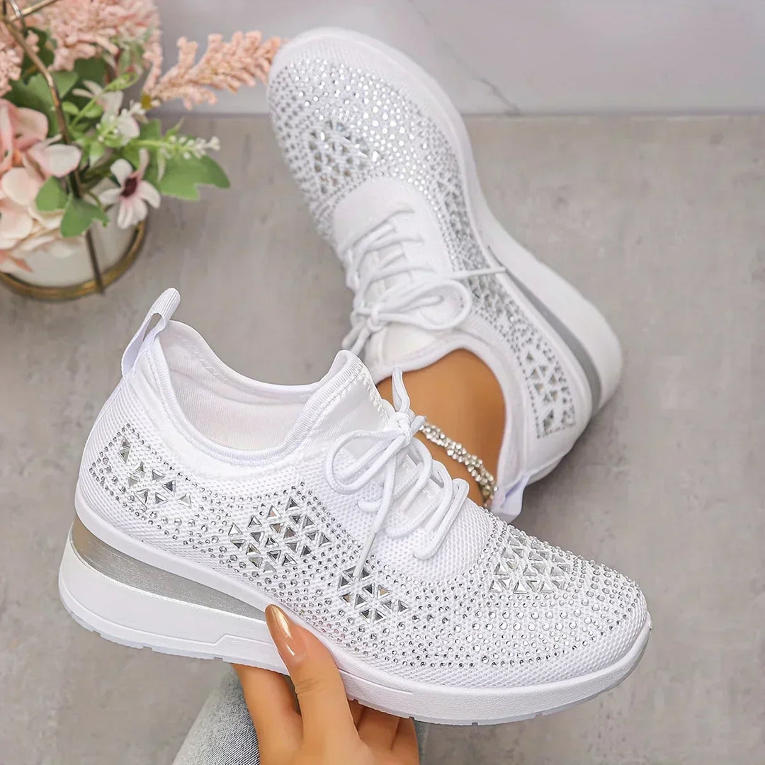 Lilia - Baskets compensées ornées de strass
