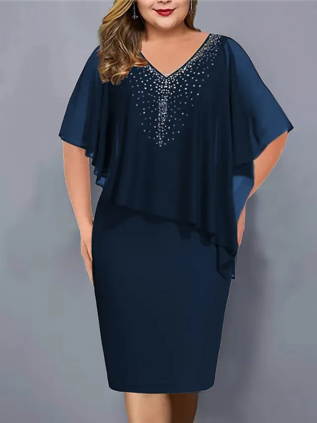 Lirienne - Robe midi à col V ornée de strass premium
