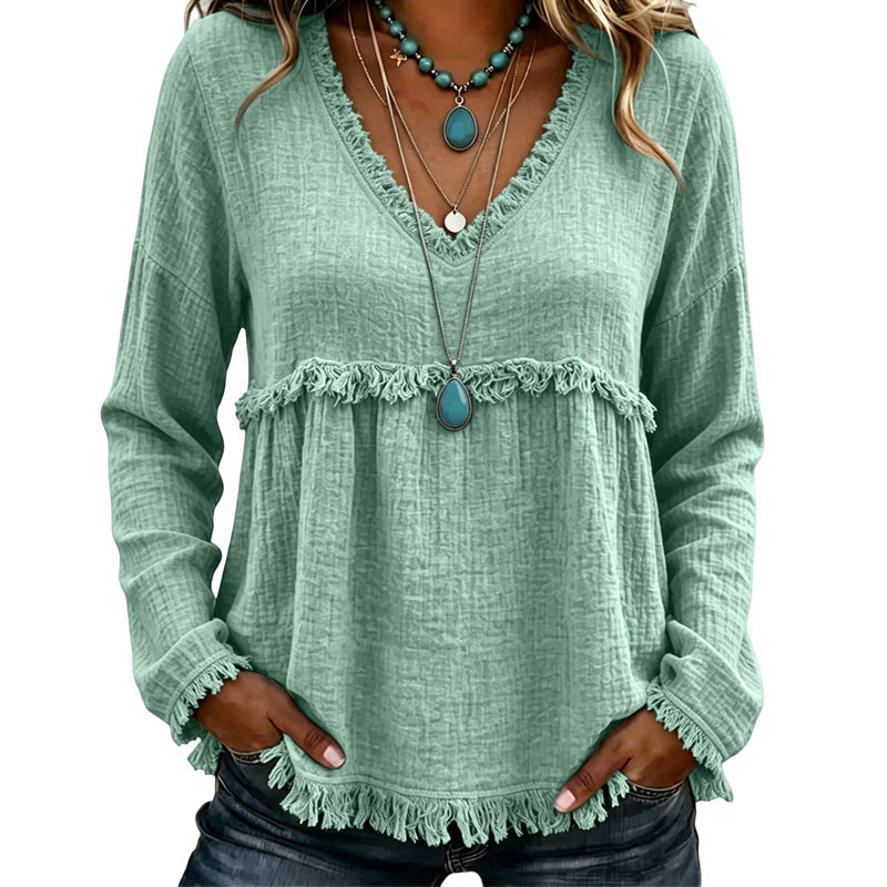 Ariselle - Blouse col V à franges