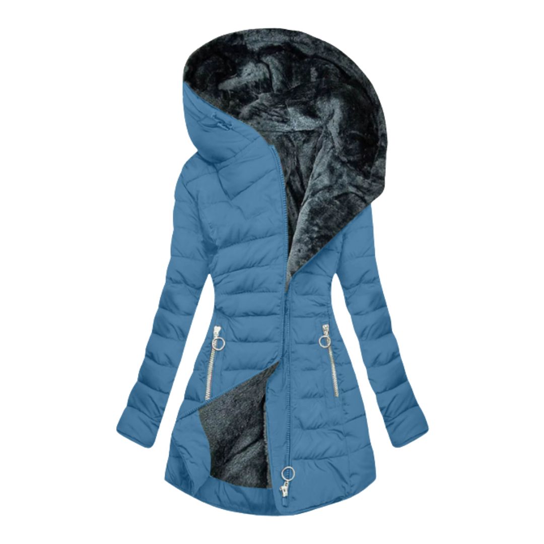 Leni - Manteau matelassé à capuche, doublé et chaud