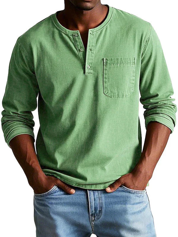 Emmett - T-shirt Henley doux au toucher
