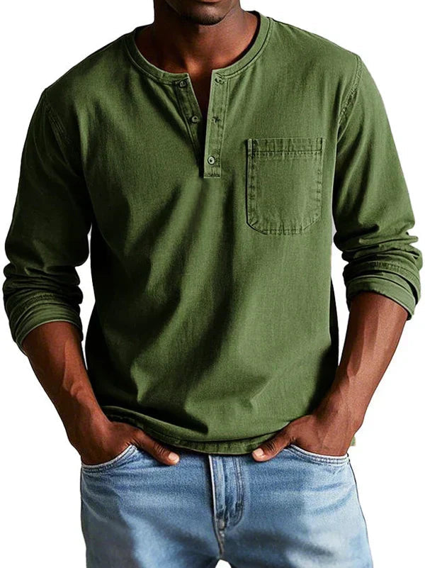 Emmett - T-shirt Henley doux au toucher