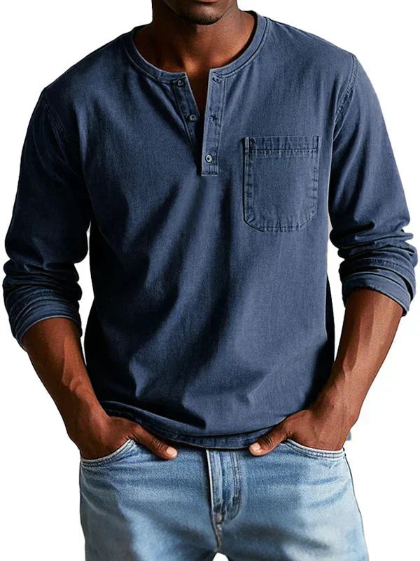 Emmett - T-shirt Henley doux au toucher