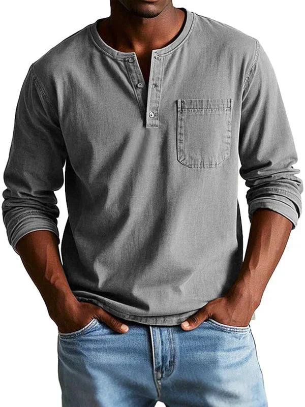 Emmett - T-shirt Henley doux au toucher