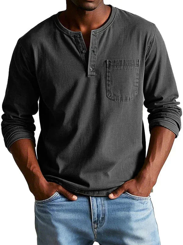 Emmett - T-shirt Henley doux au toucher
