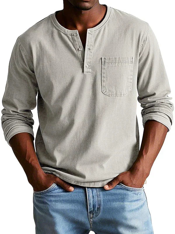 Emmett - T-shirt Henley doux au toucher