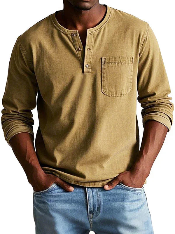 Emmett - T-shirt Henley doux au toucher