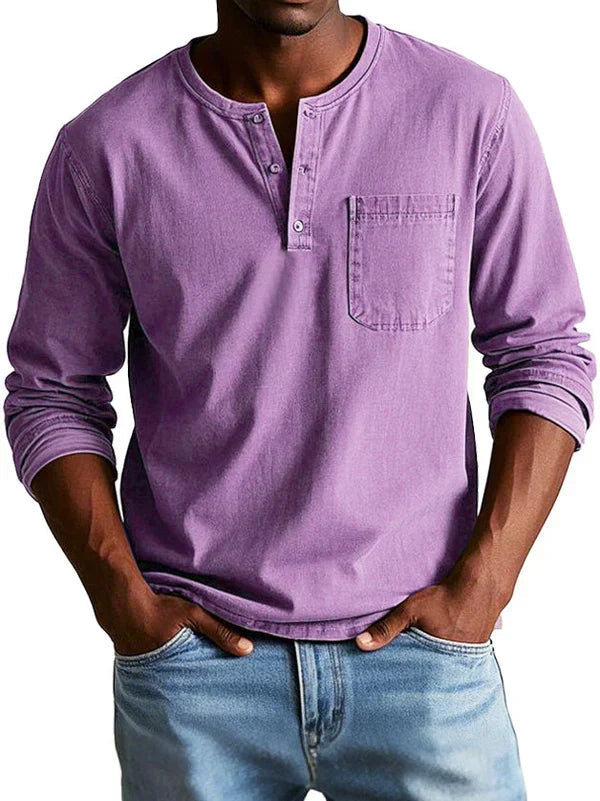 Emmett - T-shirt Henley doux au toucher