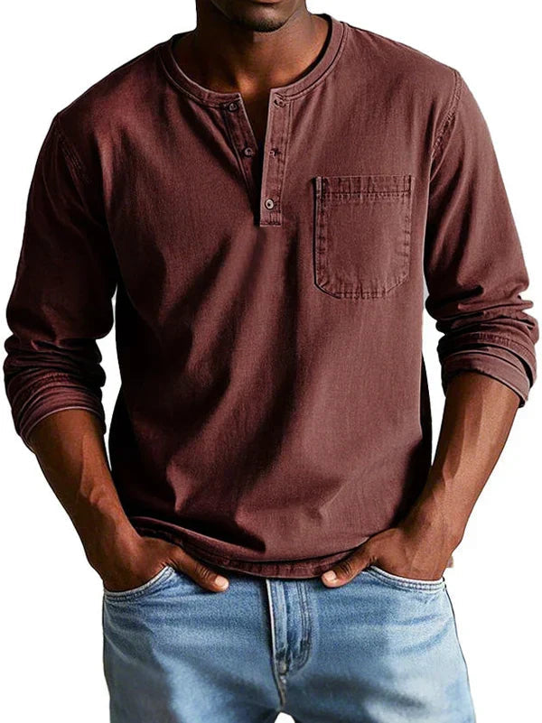 Emmett - T-shirt Henley doux au toucher