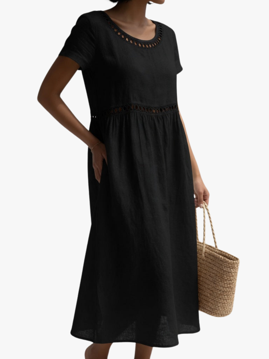 Ysoline - Robe midi brodée au toucher doux