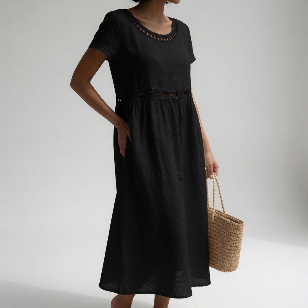 Ysoline - Robe midi brodée au toucher doux