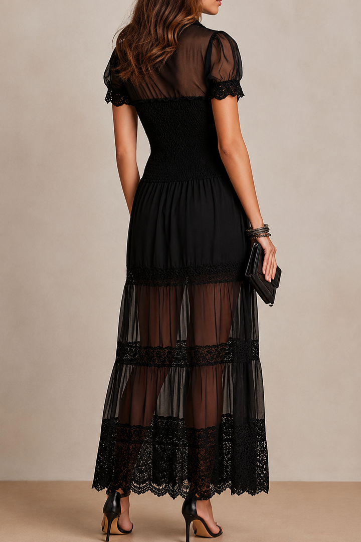 Faylora - Robe en dentelle à manches transparentes élégantes