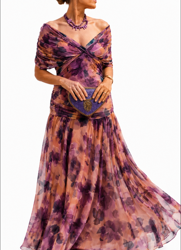 Solavelle - Robe sirène à col Bardot au toucher doux