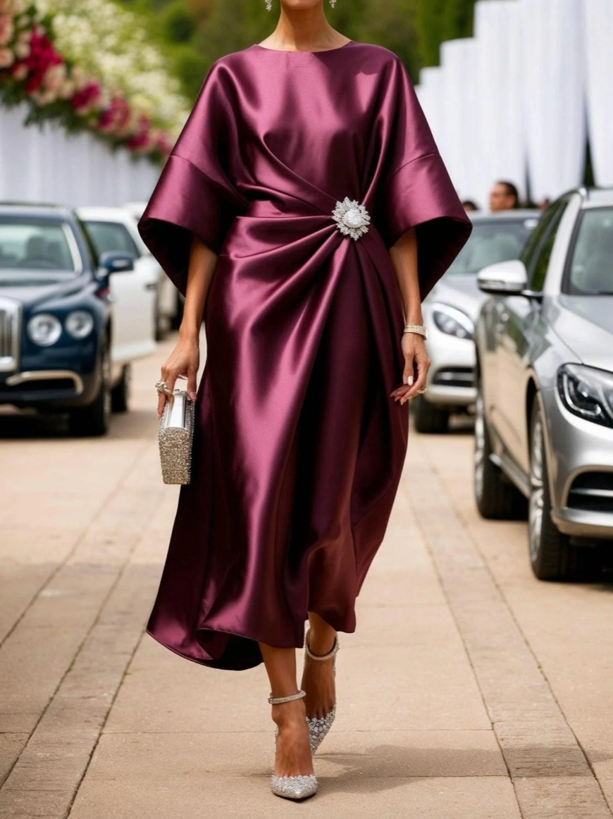 Poppy - Robe midi drapée de luxe