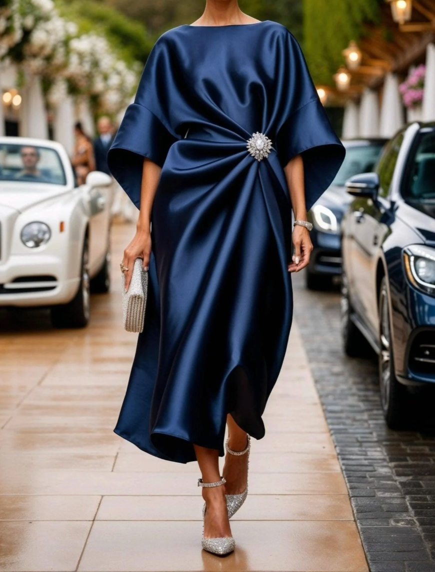 Poppy - Robe midi drapée de luxe