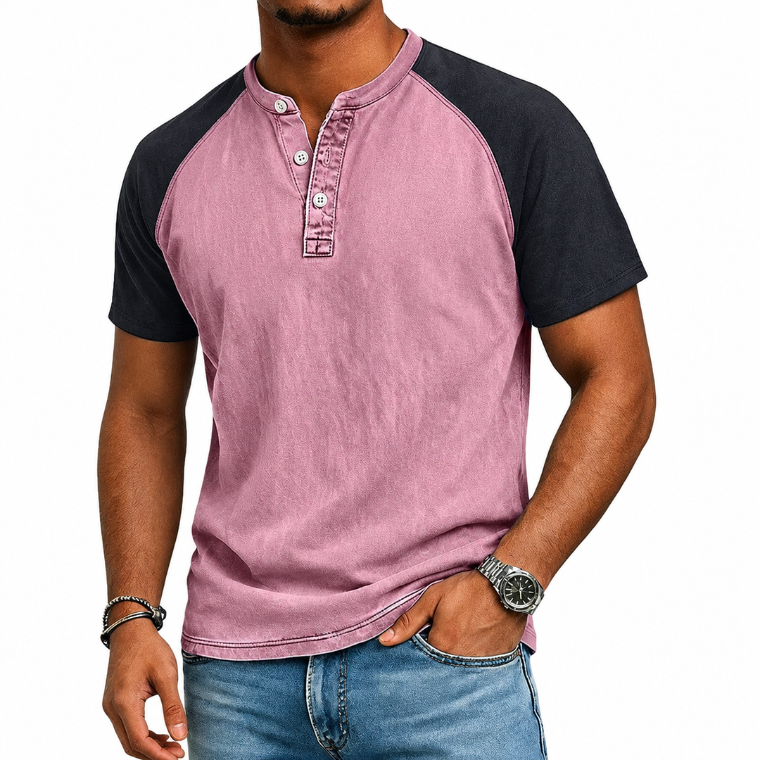 Edgehill - T-shirt Henley effet vintage