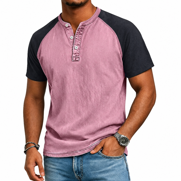 Edgehill - T-shirt Henley effet vintage