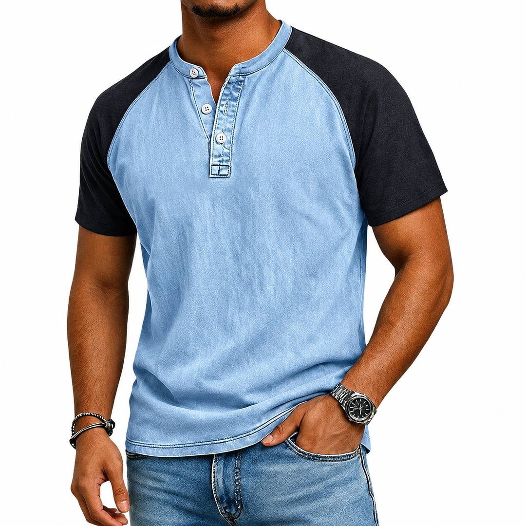 Edgehill - T-shirt Henley effet vintage
