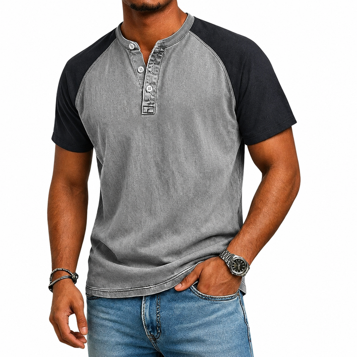 Edgehill - T-shirt Henley effet vintage