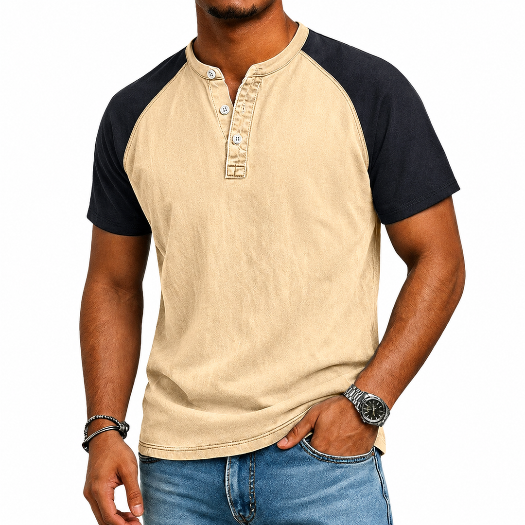 Edgehill - T-shirt Henley effet vintage
