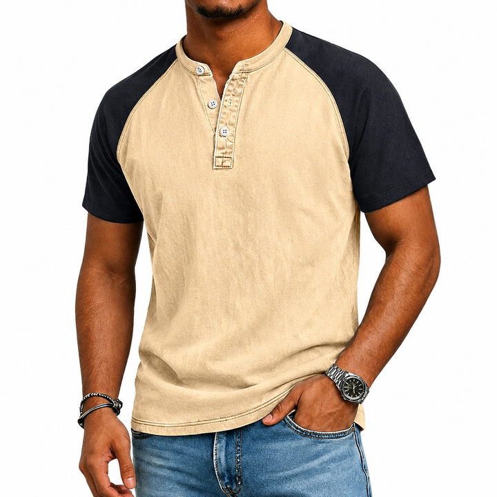 Edgehill - T-shirt Henley effet vintage