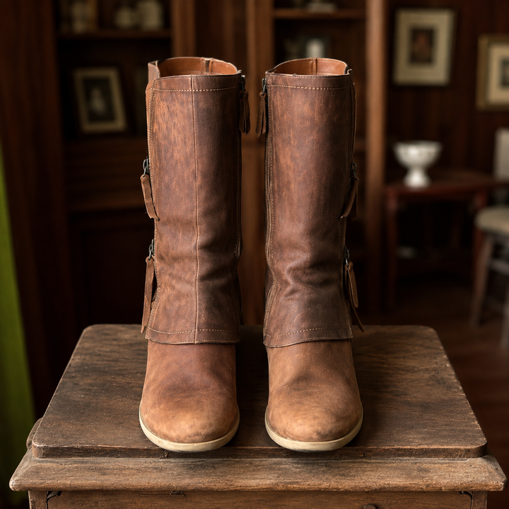 Mairead - Bottes mi-mollet à talons carrés haut de gamme