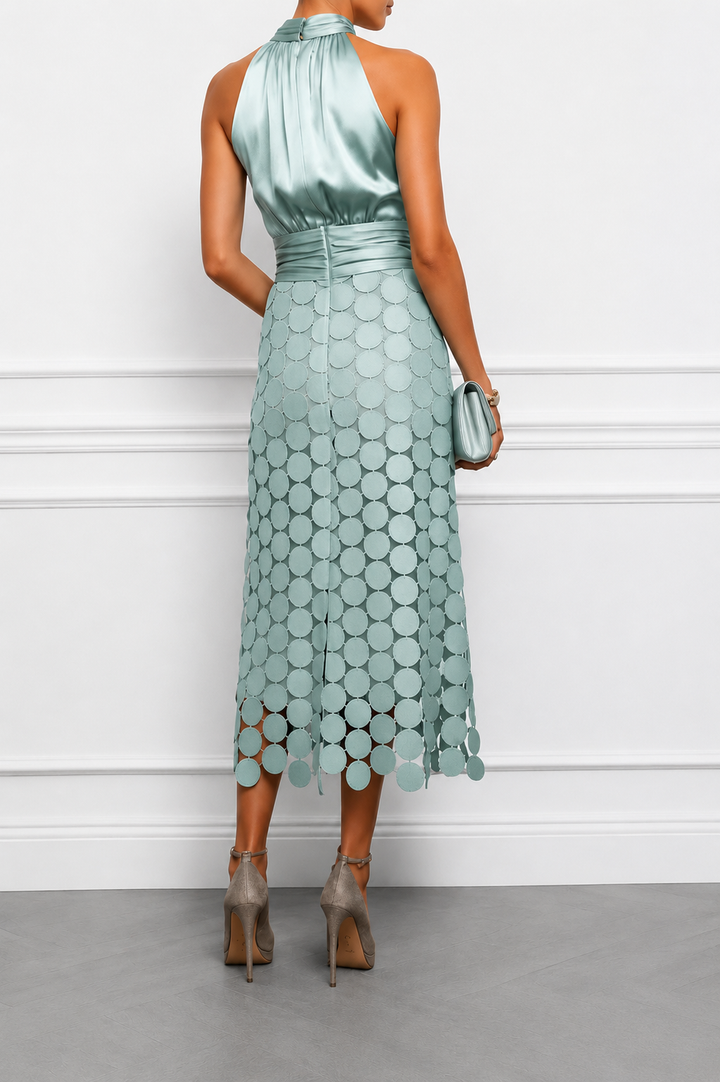 Amabel - Robe midi à encolure américaine de luxe