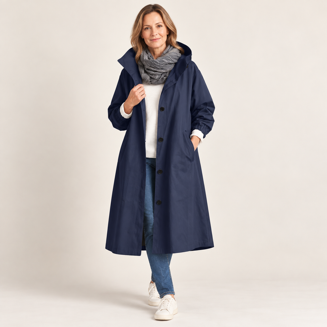 Yelina - Trench-coat long à capuche