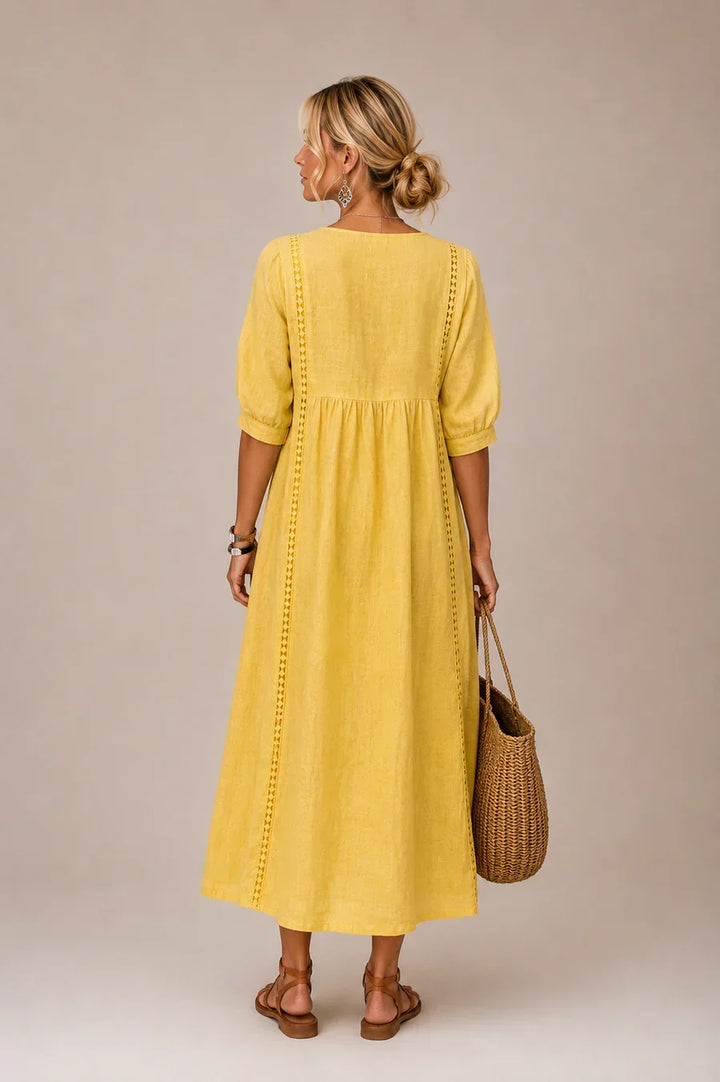 Arietta - Robe en lin ornée de dentelle