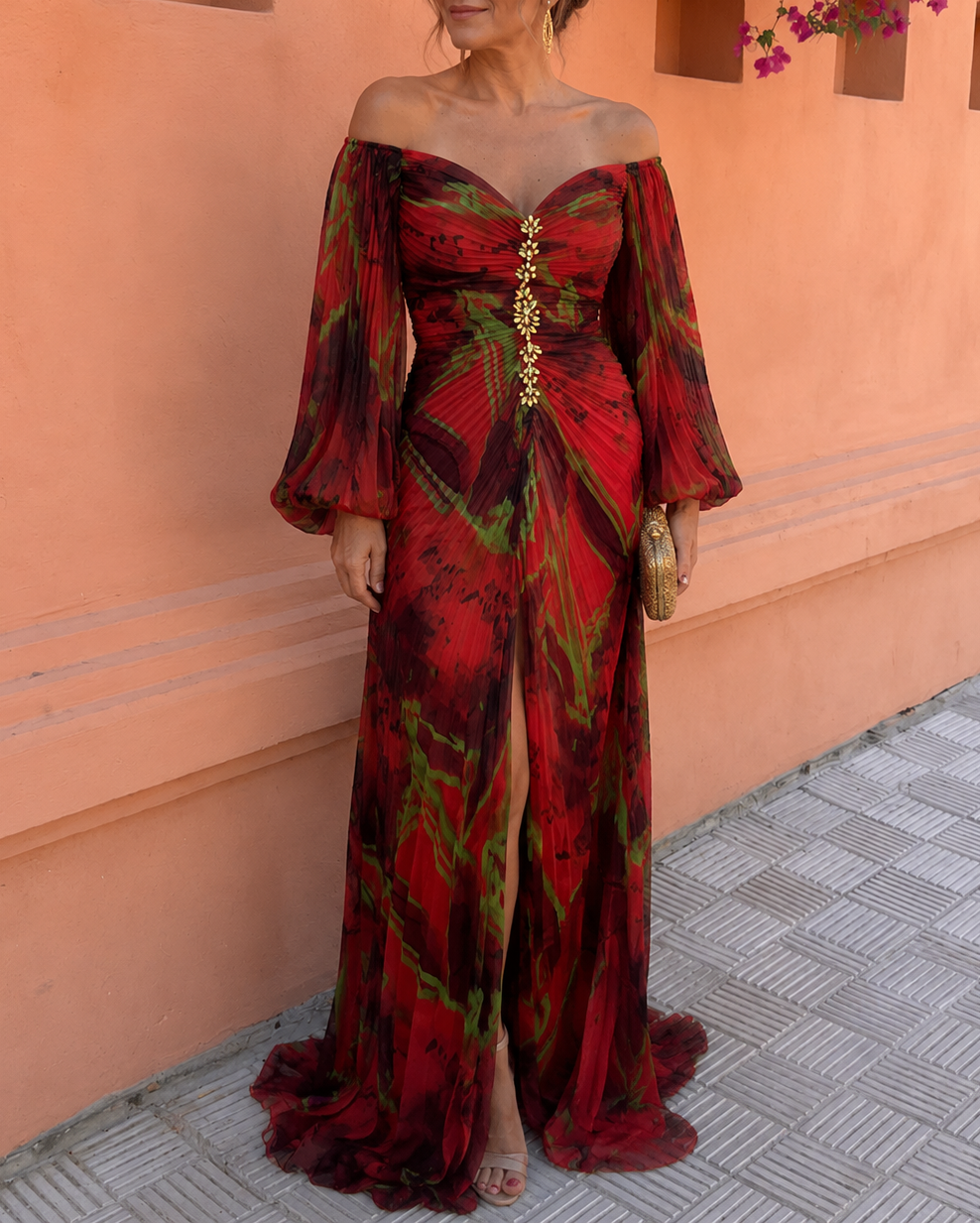 Avalora - Robe longue élégante à motif floral