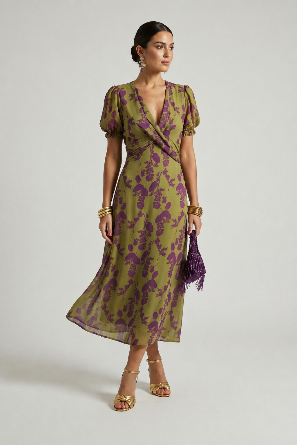 Odetta - Robe midi fleurie au toucher doux
