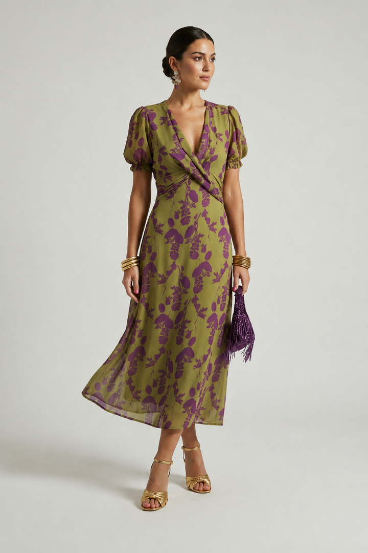 Odetta - Robe midi fleurie au toucher doux